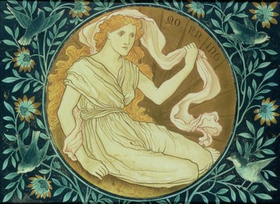 Morning, panel decorated with an allegorical figure representing the rising sun, manufactured by Shrigley & Hunt, 1876 by English School